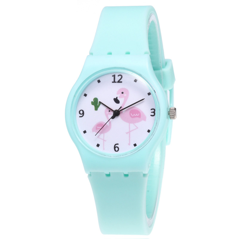 WJ-8378 Beautiful Ladies Silicone Watch Band Plastic Case Watch