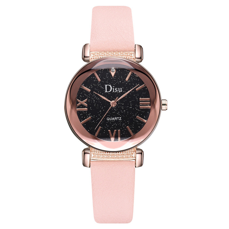 WJ-8426 Women Fashion Wrist Quality Assurance 8 Colors Alloy Watch Case Pink Leather Strap Watch