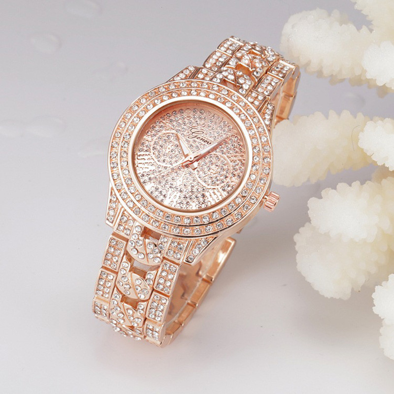 WJ-6046 luxury bling bling all diamonds fashion pretty quartz Geneva women watch