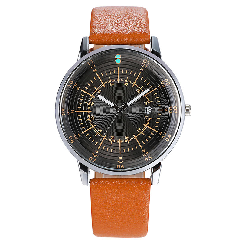 WJ-8076 Cheap Men Leather  Band Quartz Wrist Watch