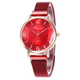 WJ-8568 Sky Alloy Face Fashion Charm Ladies Stainless Steel Magnetic Woman Mesh Wrist Watch