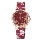 WJ-7877 Beautiful Chinese Factory High Quality One Hand Pink Flower Leather Woman Watch