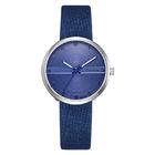 WJ-8443 Women Fashion Blue Band Alloy Watch Case Good Quality Black Leather Watch
