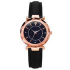 WJ-8416 Women Fashion Wrist Black Band Alloy Case Leather Watch Strap 11 Colors Ladies Wrist Watch