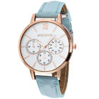 WJ-8424 Women Fashion Wrist Leather Strap Alloy Watch Case Analog Watch