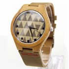 WJ-5356 genuine real leather strap original japan movement wood watches men