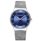 WJ-7428 CURREN 8304 Ultra-thin Round Luxury Men's Watch Minimalist Digital Net Band Wrist-watch Waterproof Imported Wick Watch