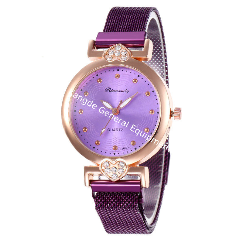 WJ-8565 Wholesale High Quality Alloy Case Rose Gold Hand Magnet Buckle Women Mesh Wrist Watch