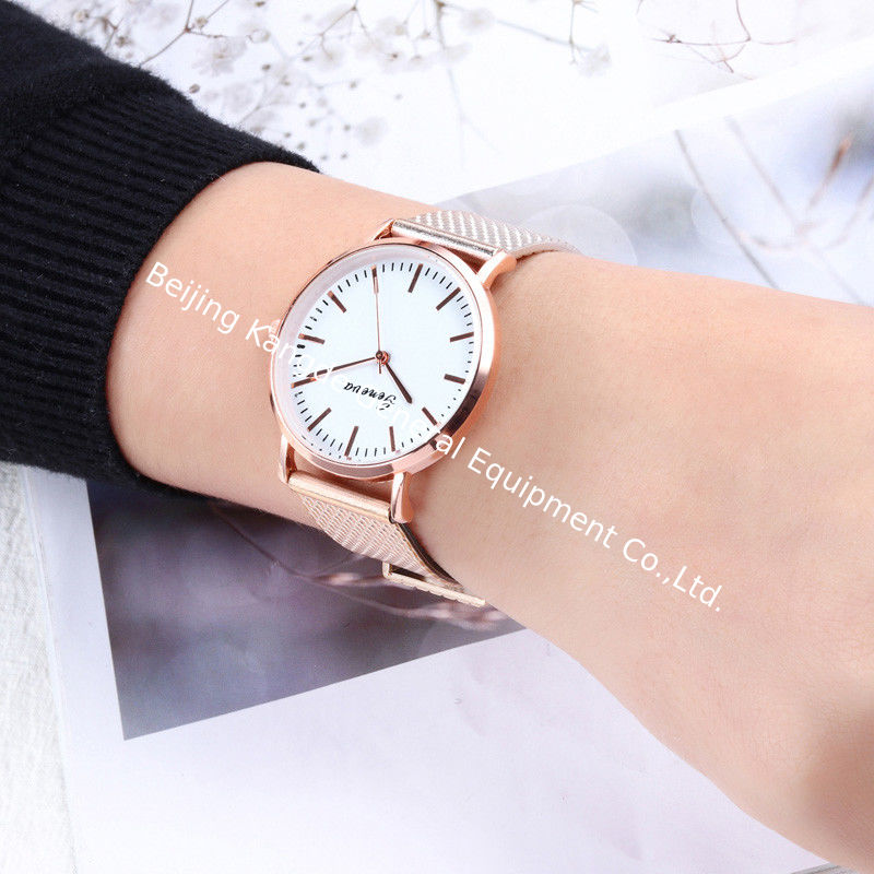 WJ-7760 Fashion Women Mesh Strap Wrist Plastic Watch