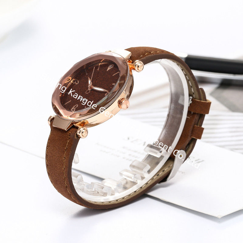 WJ-7782 Fashion Leather Wrist Hand Watch For Women Gift