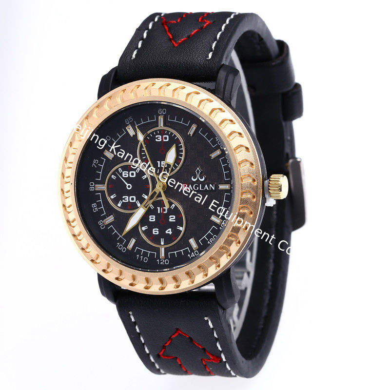 WJ-7971Men Black Quartz Wrist Leather Watch
