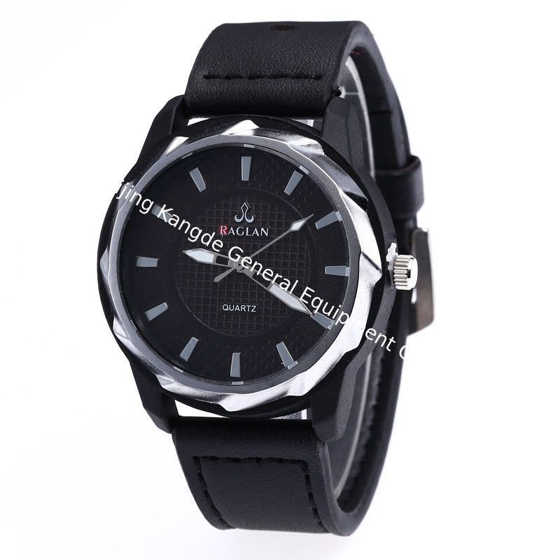 WJ-7969 Fashion Men Black  Leather Strap Wrist Watch