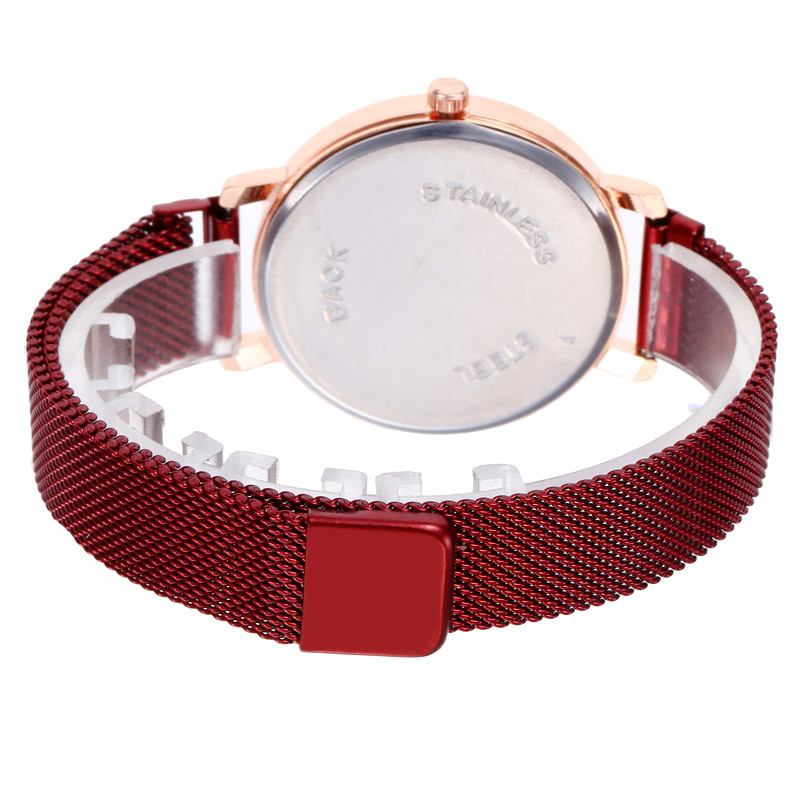 WJ-8568 Sky Alloy Face Fashion Charm Ladies Stainless Steel Magnetic Woman Mesh Wrist Watch