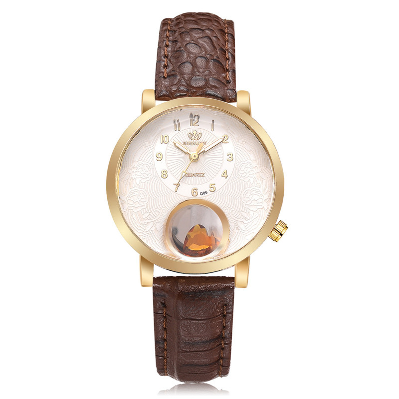 WJ-8442 Women Fashion Wrist Cheap Good Quality Alloy Watch Case Leather Band Watch
