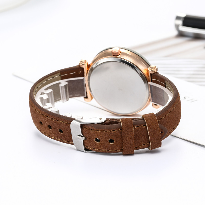 WJ-7782 Fashion Leather Wrist Hand Watch For Women Gift