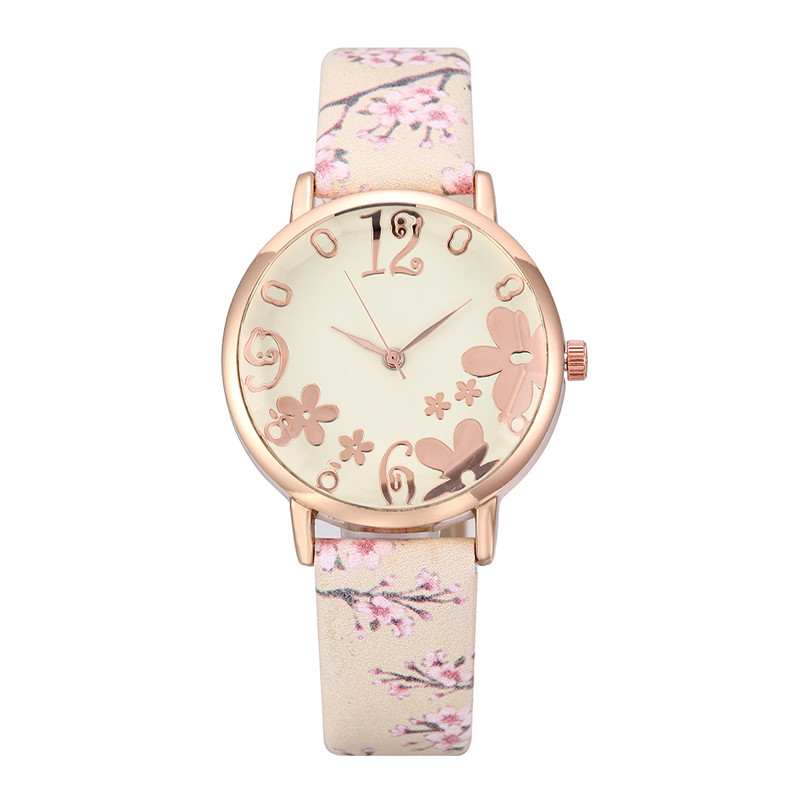 WJ-7877 Beautiful Flower Leather Band Creative Latest Woman Watch For Girl Student Match Color Stylish Charming Ladies Watches
