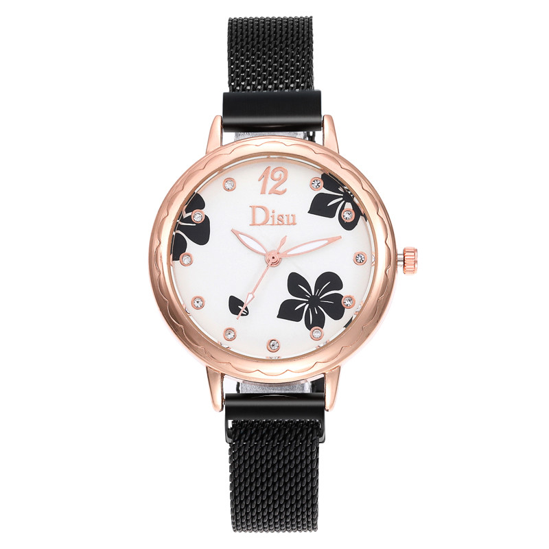 WJ-8460 New Fashion Flower Watch Ladies China Factory Alloy Case Stainless Steel Band Mesh Watch