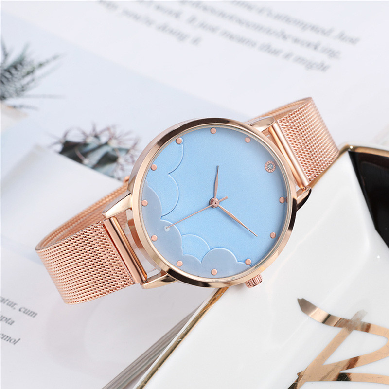 WJ-8082 New Cheap Woman Analog Quartz Stainless Steel Mesh Band Watch