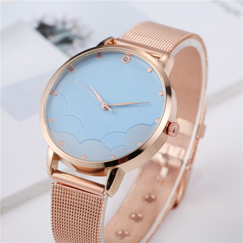 WJ-8082 New Cheap Woman Analog Quartz Stainless Steel Mesh Band Watch