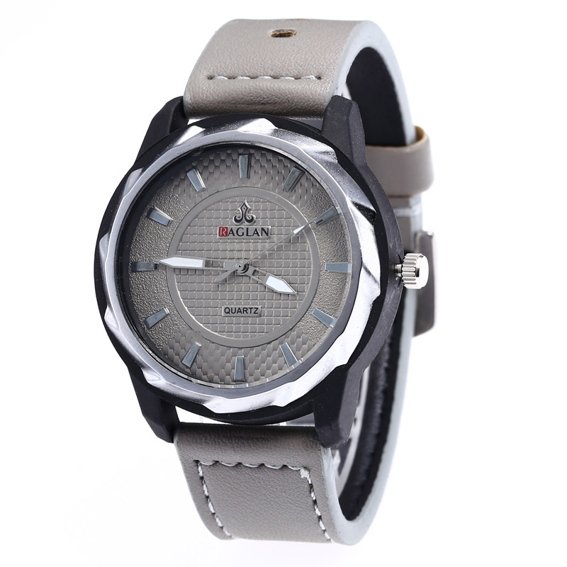 WJ-7969 Fashion Men Black  Leather Strap Wrist Watch