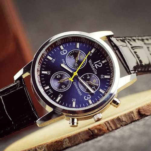 WJ-3250 Womage vogue hot sale newest charming leather high quality quartz men wrist watch