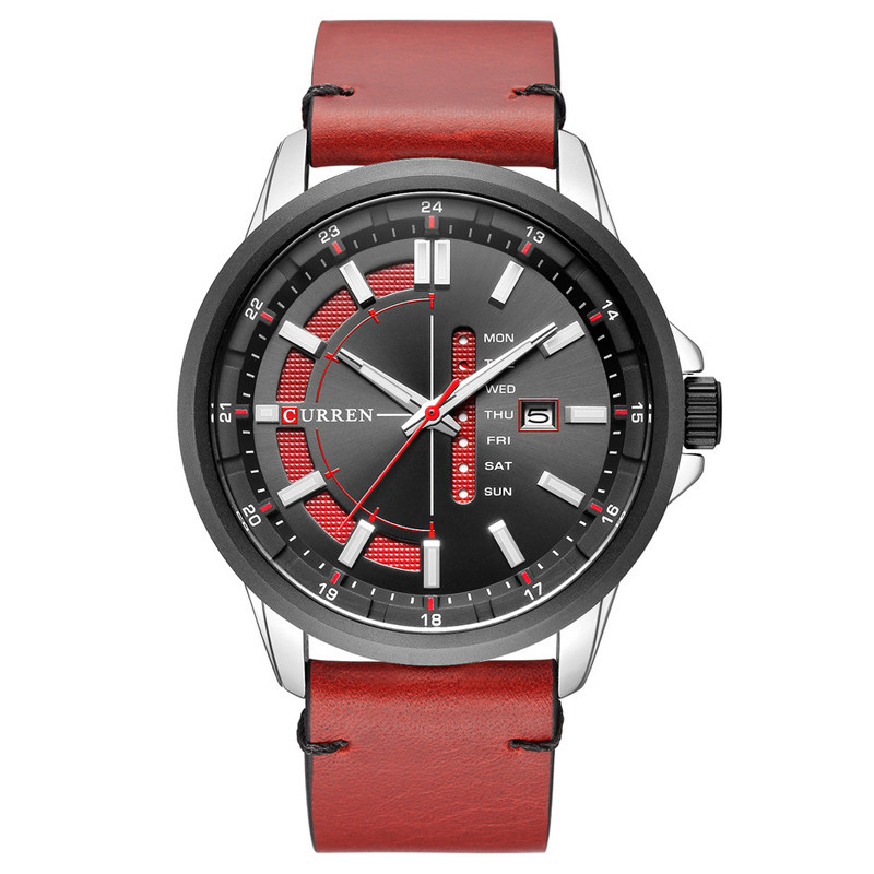 WJ-7601 New CURREN Brand fashionable Amazon Men's Quartz Belt Watch 30 Meters Waterproof Japanese Core Watch